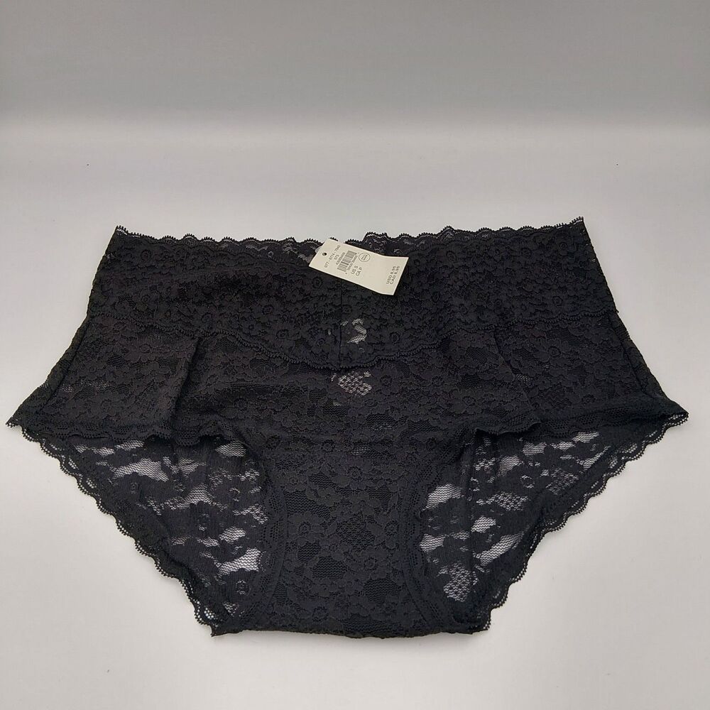Aerie MEDIUM Floral Lace High-Waisted Bikini Undie - Black - NWT